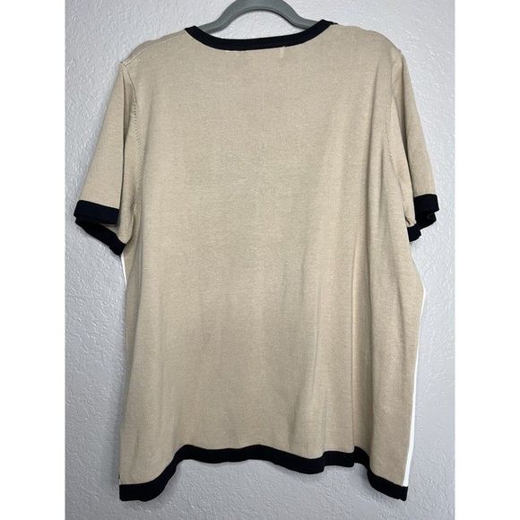 Alfred Dunner NWOT Beige Black Stripe Sweater Blouse Womens Plus Size 1X - Picture 7 of 8